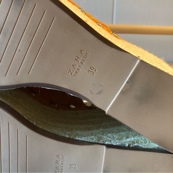 * ZARA Orange Faux Suede Espadrille Wedge Platform Women’s Size 39 Sandals - Picture 14 of 15